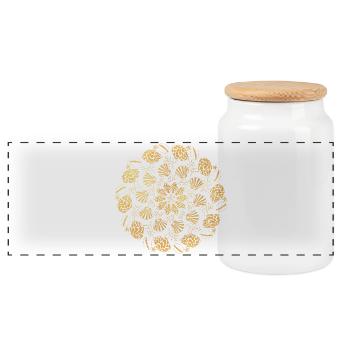 Shell Mandala - gold - Panoramic Cookie Jar with Wooden Lid - white - Front