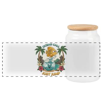 Poisson Liberté Cartoon Humoristique  - Boîte à biscuits avec couvercle en bois - blanc - Devant