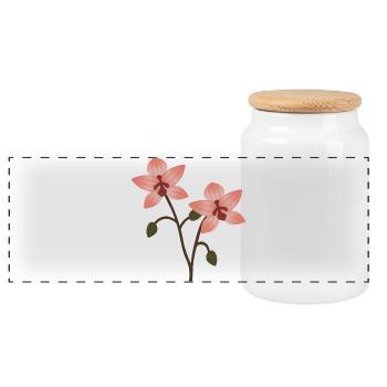 Pastel Orchid Bloom - Panoramic Cookie Jar with Wooden Lid - white - Front