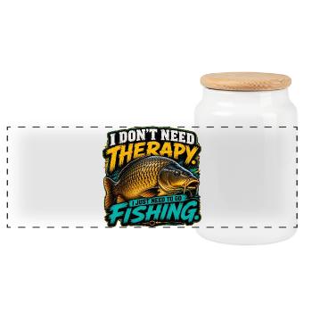 Common Carp Fishing Funny Angler - Panoramic Cookie Jar with Wooden Lid - white - Front
