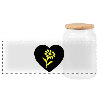 Fleur - Boîte à biscuits avec couvercle en bois - blanc - Devant
