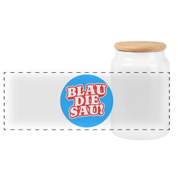 Blue The Sow Logo - Panoramic Cookie Jar with Wooden Lid - white - Front