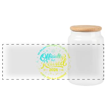Officiellement à la Retraite 2026 Humour Cadeau - Boîte à biscuits avec couvercle en bois - blanc - Devant
