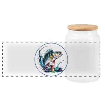 Pêche à la perche - Boîte à biscuits avec couvercle en bois - blanc - Devant