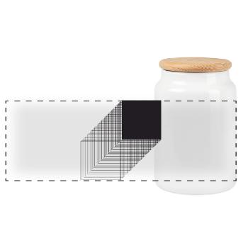 Bauhaus fettes Quadratdesign - Panorama Keksdose mit Holzdeckel - Weiß - Vorne