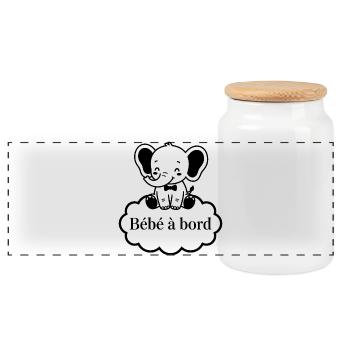 Sticker Autocollant pour Voiture éléphant garçon  - Boîte à biscuits avec couvercle en bois - blanc - Devant