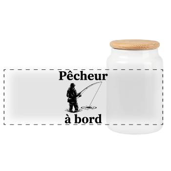 Sticker Autocollant pour Voiture pêcheur à Bord - Boîte à biscuits avec couvercle en bois - blanc - Devant