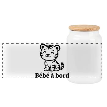 Sticker Autocollant pour Voiture tigre bébé à Bord - Boîte à biscuits avec couvercle en bois - blanc - Devant