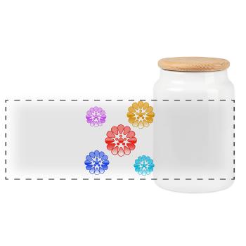 Fleur - Boîte à biscuits avec couvercle en bois - blanc - Devant
