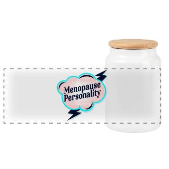 Menopause Persönlichkeit - Panorama Keksdose mit Holzdeckel - Weiß - Vorne