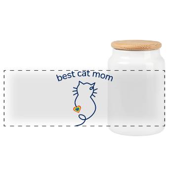 Best Cat Mom Regenbogenherz - Panorama Keksdose mit Holzdeckel - Weiß - Vorne