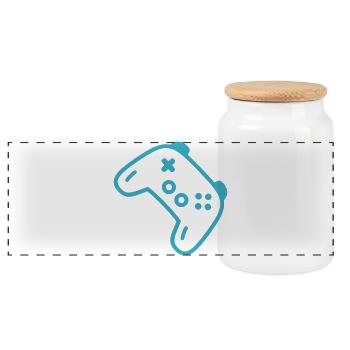 Silhouette de manette turquoise - Boîte à biscuits avec couvercle en bois - blanc - Devant