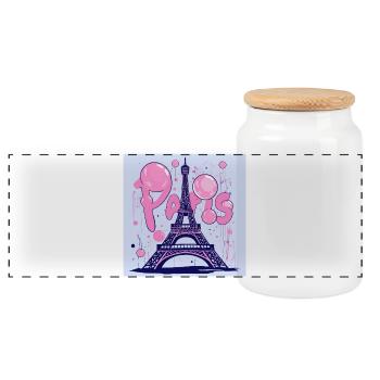 Graffiti de Paris à la tour Eiffel - Flying Gum - Boîte à biscuits avec couvercle en bois - blanc - Devant