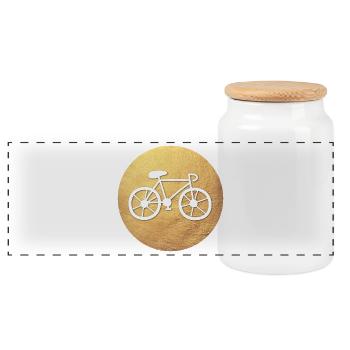 Vélo de route de luxe Bicycle Circle Gold Gold Fan - Boîte à biscuits avec couvercle en bois - blanc - Devant