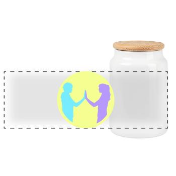 People Group Silhouette Friends Team Together - Panoramic Cookie Jar with Wooden Lid - white - Front