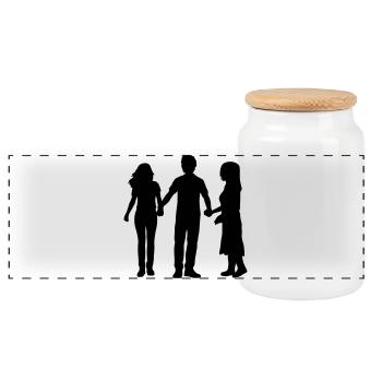 Menschen Gruppe Silhouette Freunde Team Zusammen - Panorama Keksdose mit Holzdeckel - Weiß - Vorne