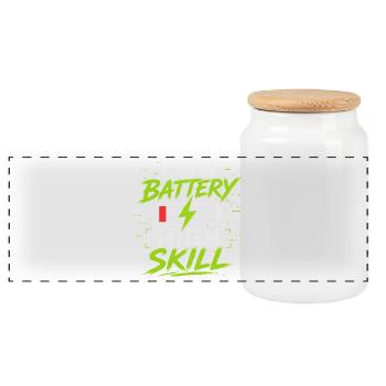 Niedrige Batterie Hohe Skill - Panorama Keksdose mit Holzdeckel - Weiß - Vorne