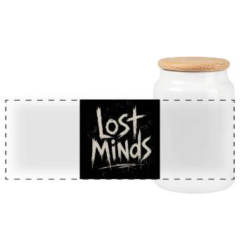 Lost Minds Grunge Lettering - Panoramic Cookie Jar with Wooden Lid - white - Front
