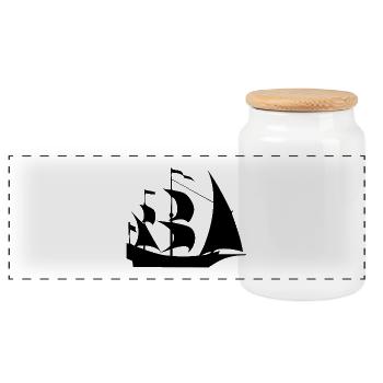 Voile - Boîte à biscuits avec couvercle en bois - blanc - Devant