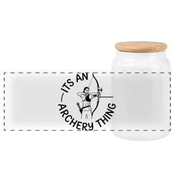 Tir à l’arc - Boîte à biscuits avec couvercle en bois - blanc - Devant