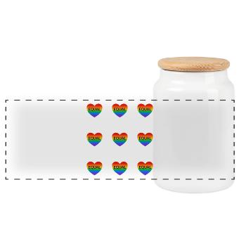 Rainbow Equal Heart  LGBT Pride - Panoramic Cookie Jar with Wooden Lid - white - Front