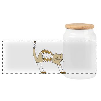 Katze - Panorama Keksdose mit Holzdeckel - Weiß - Vorne