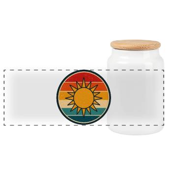 Sun Retro Badge Vintage-Stil Grafik - Panorama Keksdose mit Holzdeckel - Weiß - Vorne