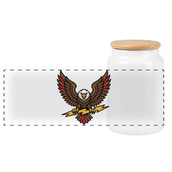 Alter-Schule-Tattoo-Stil Lightning Eagle - Panorama Keksdose mit Holzdeckel - Weiß - Vorne