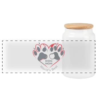 Beste Hunde Mama der Welt – Muttertag Geschenk - Panorama Keksdose mit Holzdeckel - Weiß - Vorne