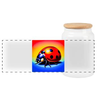 ladybird - Panoramic Cookie Jar with Wooden Lid - white - Front