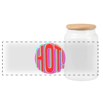 Neon Hot Retro Schriftzug - Panorama Keksdose mit Holzdeckel - Weiß - Vorne
