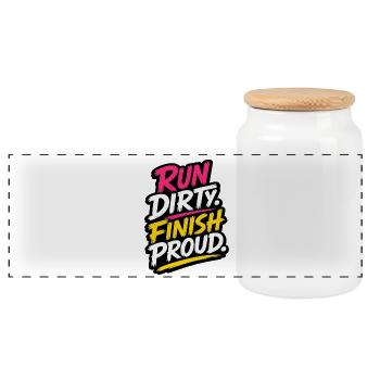 Run Dirty Finish Proud Running Odds - Panoramic Cookie Jar with Wooden Lid - white - Front