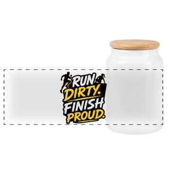 Design de coureur OCR Run Dirty Finish Proud - Boîte à biscuits avec couvercle en bois - blanc - Devant