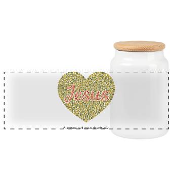 Jesus liebt dich | Glaube | Geschenk - Panorama Keksdose mit Holzdeckel - Weiß - Vorne