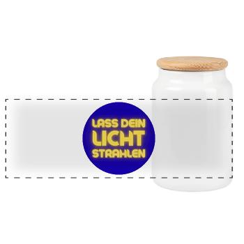 Lass Dein Licht Strahlen Neon - Panorama Keksdose mit Holzdeckel - Weiß - Vorne