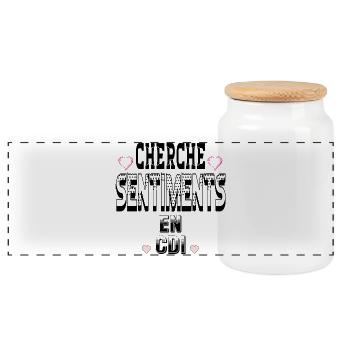 Cherche Sentiments en CDI - Boîte à biscuits avec couvercle en bois - blanc - Devant