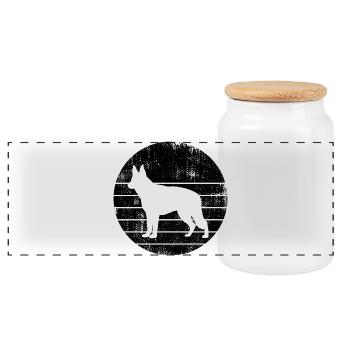 Deutscher Schäferhund - Panorama Keksdose mit Holzdeckel - Weiß - Vorne