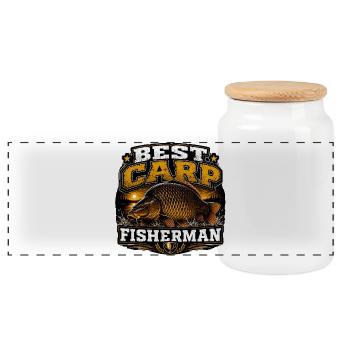 Best Carp Fisherman Fishing Design - Panoramic Cookie Jar with Wooden Lid - white - Front