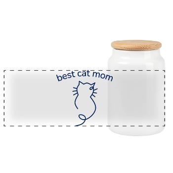 Best Cat Mom minimalistische Katzen Silhouette  - Panorama Keksdose mit Holzdeckel - Weiß - Vorne