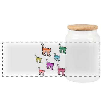 Katzen - Panorama Keksdose mit Holzdeckel - Weiß - Vorne
