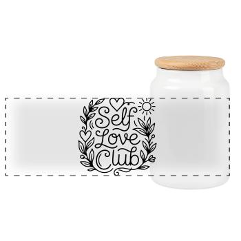 L’amour de soi - Boîte à biscuits avec couvercle en bois - blanc - Devant