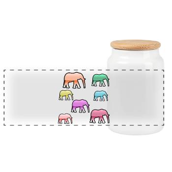 Éléphants - Boîte à biscuits avec couvercle en bois - blanc - Devant