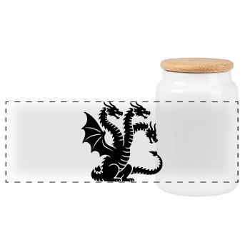 dragon - Boîte à biscuits avec couvercle en bois - blanc - Devant