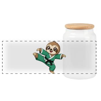 Faultier Karate Tritt Kampfsport Kampfkunst - Panorama Keksdose mit Holzdeckel - Weiß - Vorne