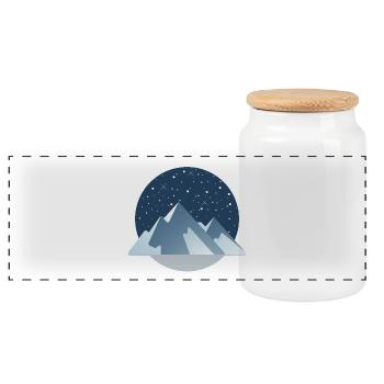 Starry Night Berge – Winterzauber - Panorama Keksdose mit Holzdeckel - Weiß - Vorne