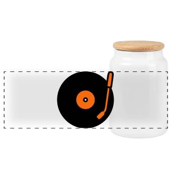 Bras de lecture de disque vinyle Retro Audio - Boîte à biscuits avec couvercle en bois - blanc - Devant
