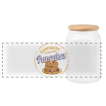 Pancake Dessert Vintage Design für Naschkatzen - Panorama Keksdose mit Holzdeckel - Weiß - Vorne