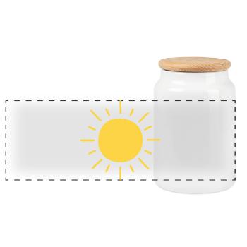 Minimalist sun - Panoramic Cookie Jar with Wooden Lid - white - Front