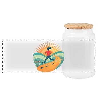 Trail Running Motivation Retro Sunrise Runner Art - Panorama Keksdose mit Holzdeckel - Weiß - Vorne