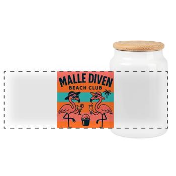 Malle Diven Beach Club Flamingo Mallorca Party - Boîte à biscuits avec couvercle en bois - blanc - Devant